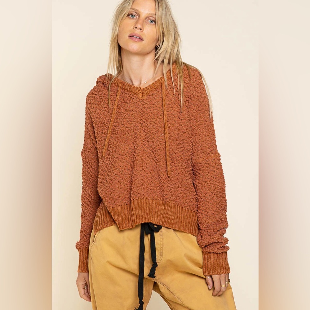 POL Hooded Popcorn Sweater 
New in Package
Size M
Color: Pumpkin Spice 
Mid Rise